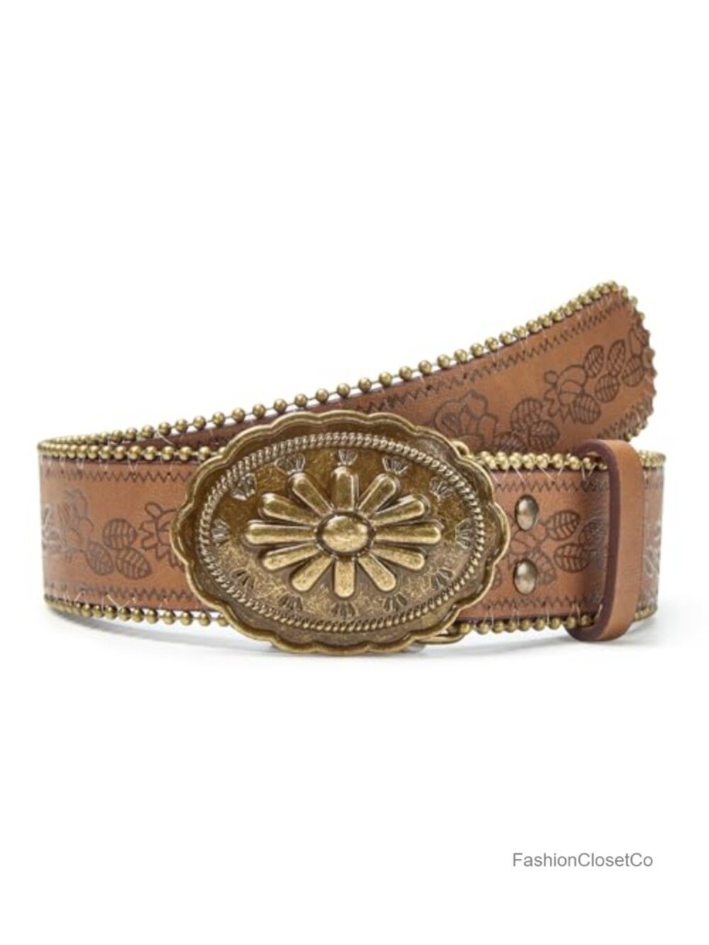 Western Belt Women Faux Leather Floral Embossed Cowgirl Cowboy